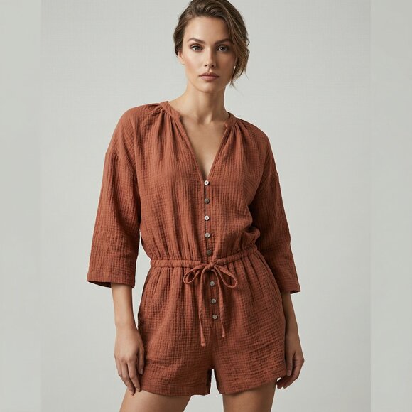 NWT Z Supply Terracotta cotton gauze romper S - Picture 7 of 8